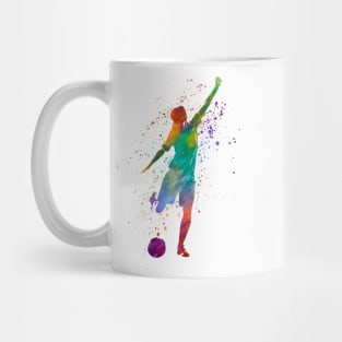 Woman footballer in watercolor Mug